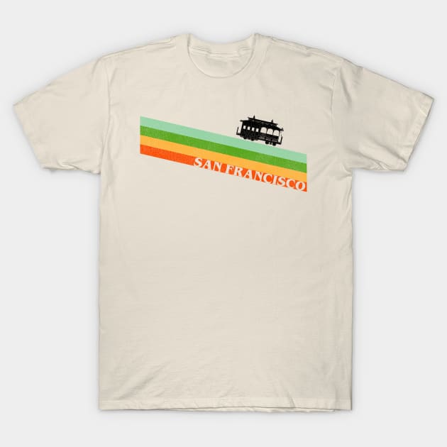 70s Style San Francisco Trolley Stripe T-Shirt by darklordpug